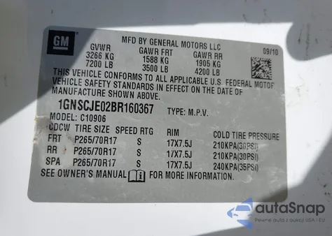 2011 Chevrolet Suburban 1500 Lt1 from USA, damaged, VIN 1GNSCJE02BR160367